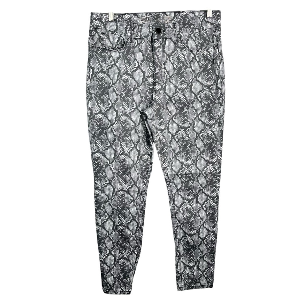Seven7 Gray Snakeskin Printed High Waisted Stretch Skinny Jeans 16 Plus Size